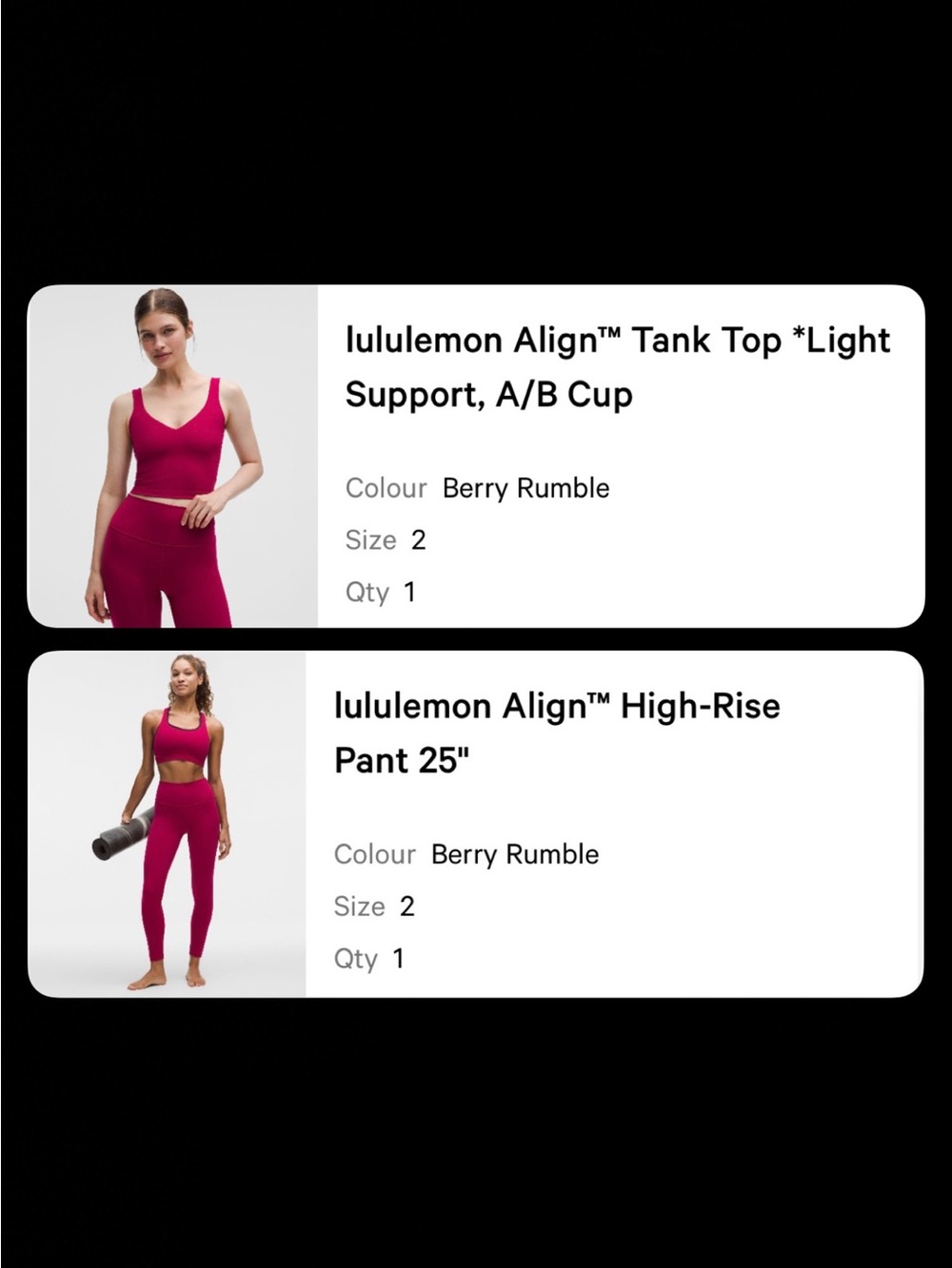 lululemon athletica Align Set Berry Rumble Size 2 (tank & leggings)